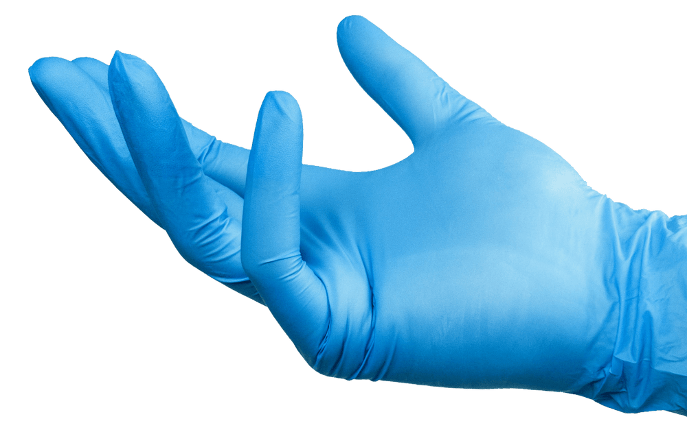 disposable safety Blue nitrile glove hand
