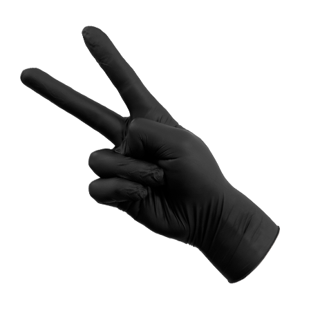 Black nitrile glove with fentanyl protection for sensitive skin