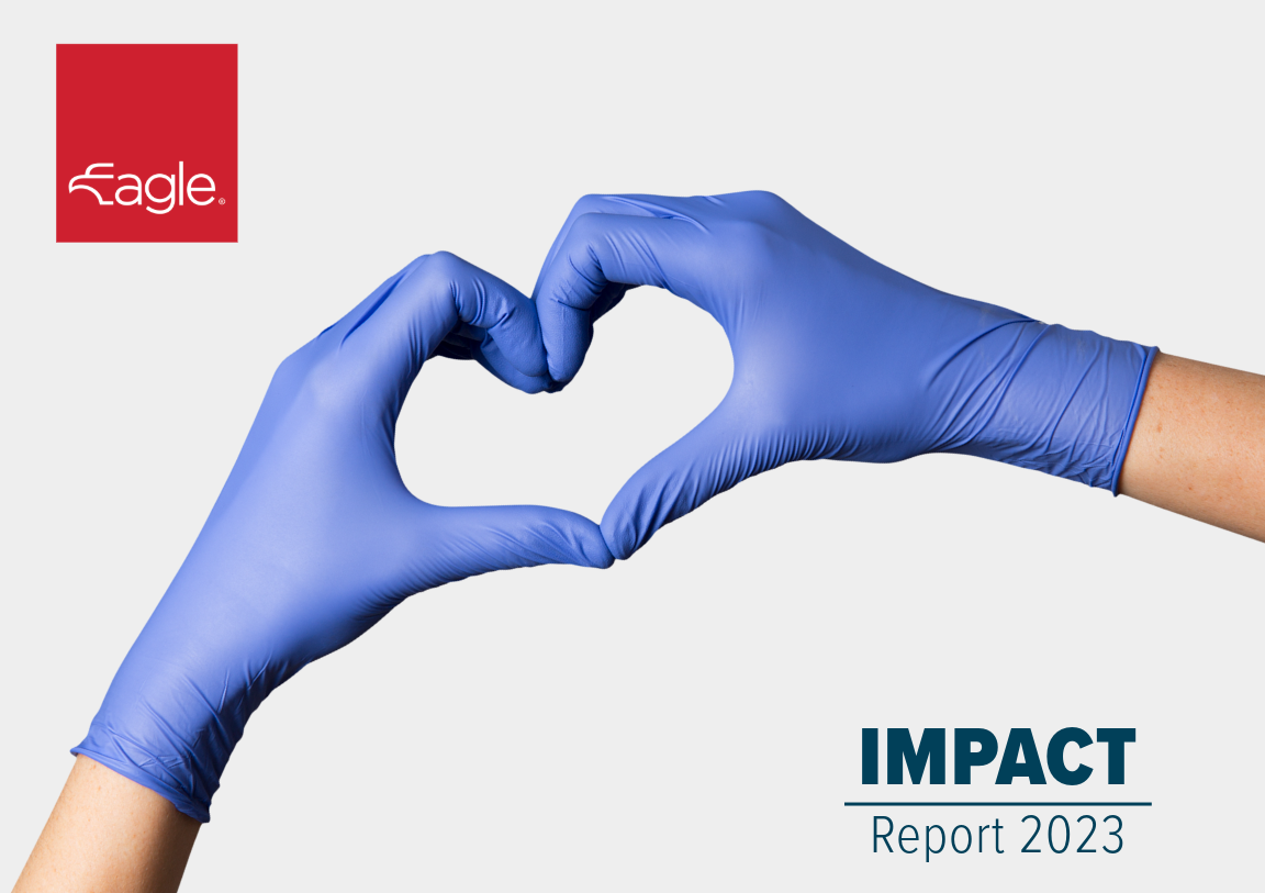 impact report 2023 graphic with disposable heart hands