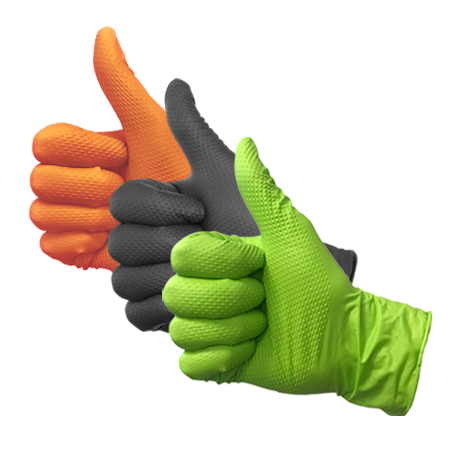 Diamond Textured Nitrile Gloves - Orange image