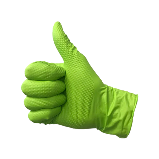 Diamond textured green nitrile gloves