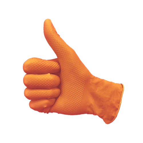 Diamond Textured Nitrile Gloves - Orange image