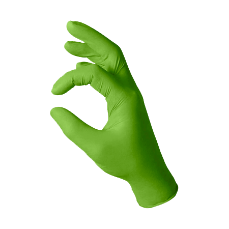 Visible green nitrile gloves 6mil durable tough